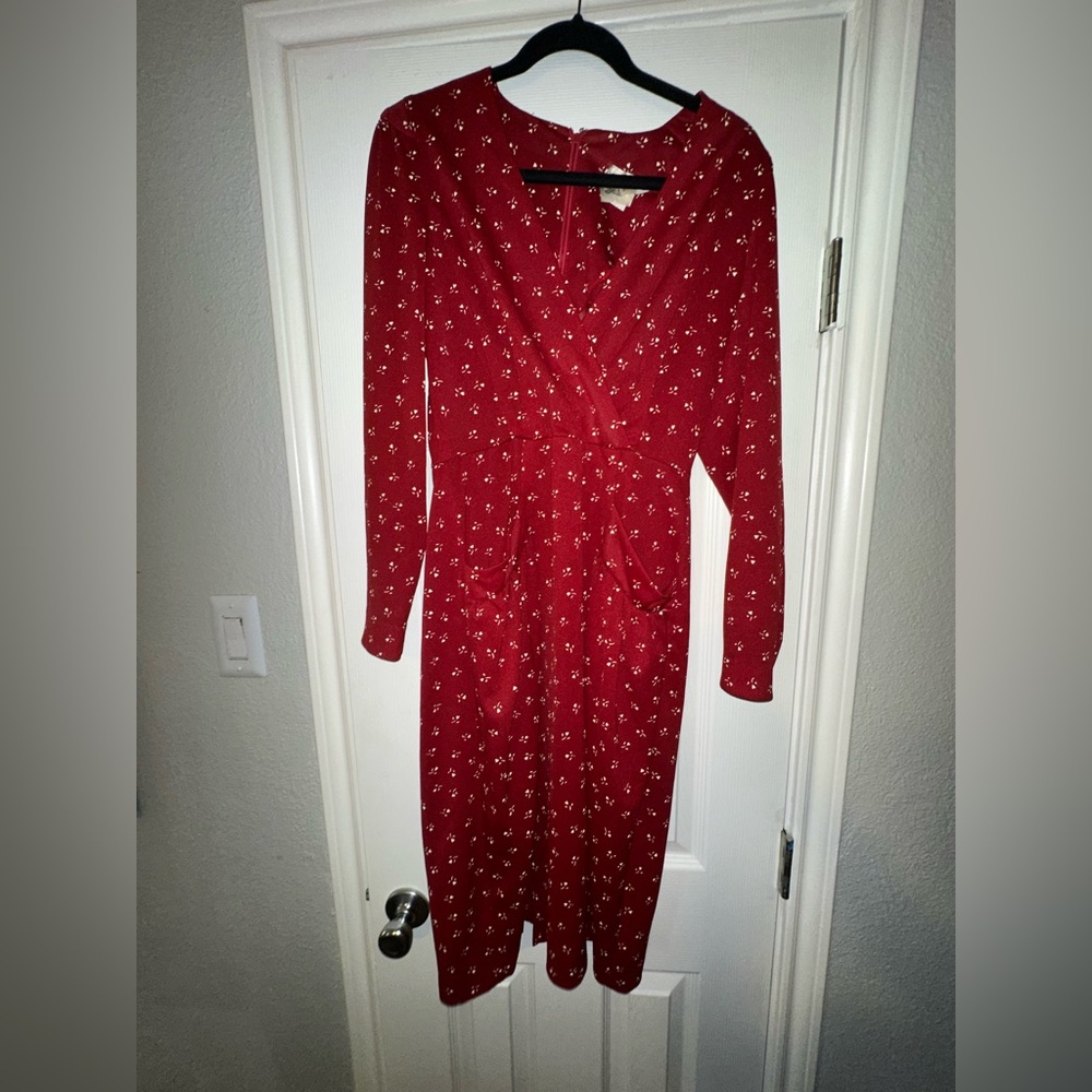 VINTAGE Sue Wong for HIGH CAMP Red Long Sleeve Tulip Dress